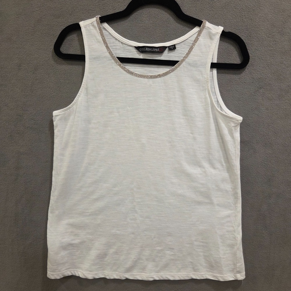Colleen Lopez‎ Embellished Tank Top Women's Size Medium Casual Bling Classic